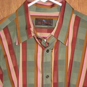 ETRO Milano Bold Striped L 42 Button Front Italy
